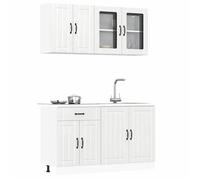 vidaXL Ensemble de 4 meubles de cuisine ""Lucca"" en bois d'ingénierie blanc brillant 3314863
