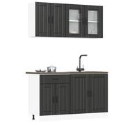 vidaXL Ensemble de 4 meubles de cuisine ""Lucca"" en bois d'ingénierie noir 3314862