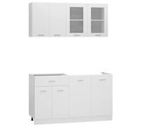 vidaXL Ensemble de 4 Meubles de Cuisine Lyon en Bois d'ingénierie Blanc