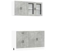 vidaXL Ensemble de 4 meubles de cuisine "Porto" en bois d'ingénierie gris béton