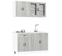 Ensemble de 4 meubles de cuisine "Porto" en bois d'ingénierie Sonoma gris 3314877