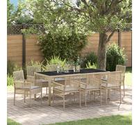 vidaXL Set de Jardin 9 pièces avec Coussins en Poly rotin Beige. Table et chaises parfaites pour l'extérieur. Mobilier élégant et résistant aux intempéries pour ta terrasse ou Ton Balcon. Un Coin Lou