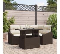 Vidaxl Ensemble De 5 Canapés De Jardin Avec Coussins Marron Poly Rattan Marron
