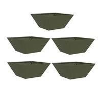 vidaXL Ensemble de 5 jardinières carrées Vert Olive en Acier, Finition Mate, 35 x 15 cm, parfaites pour l'extérieur. Design Moderne avec des décorations Sympa, faciles à Assembler, déco Durable pour