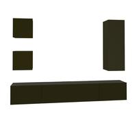Vidaxl Ensemble De Meubles Tv 5 Pcs Noir Bois D'ingénierie