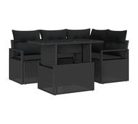 vidaXL Ensemble de 5 Pièces de Canapés de Jardin avec Coussins en Poly Rattan Noir