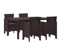 Vidaxl Ensemble De 5 Pièces De Repas De Jardin Avec Coussins En Poly Rattan Marron