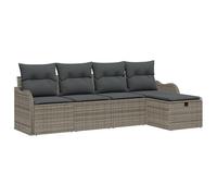 vidaXL Ensemble de 5 Pièces de Sofas de Jardin avec Coussins Gris Poly Rattan