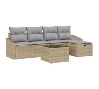 vidaXL Ensemble de 6 Canapés de Jardin avec Coussins Beige Poly Rattan