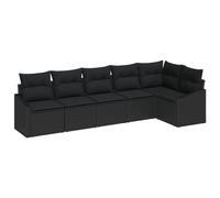 Vidaxl Ensemble De 6 Canapés De Jardin Avec Coussins Noir Poly Rotin Noir