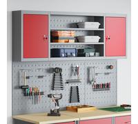 vidaXL Ensemble de 6 Éléments de Rangement et Panneau à Outils Mural en Métal Rouge