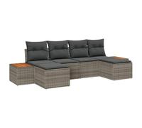vidaXL Ensemble de 6 Pièces de Canapés de Jardin avec Coussins en Rattan Poly Gris Acacia