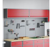 vidaXL Ensemble de 6 Pièces pour Armoire à Outils et Panneau Perforé Monté au Mur en Métal Rouge