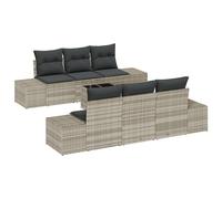 vidaXL Ensemble de 7 canapés de jardin avec coussins gris clair poly rotin