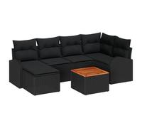 Vidaxl Ensemble De 7 Canapés De Jardin Avec Coussins Noir Poly Rotin Acacia Noir