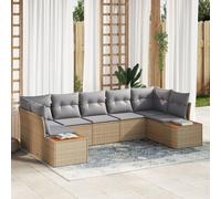 vidaXL Ensemble de 7 pièces de canapés de jardin avec coussins en beige et rattan acacia