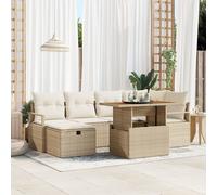 Vidaxl Ensemble De 7 Pièces De Sofa De Jardin Avec Coussins Beige Poly Rattan, Vidaxl Sofa De Jardin 2 Places Avec Coussins Beige Poly Rattan