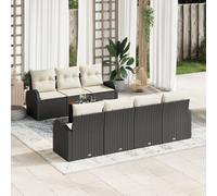 vidaXL Ensemble de 8 canapés de jardin avec coussins noirs en poly rotin