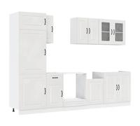vidaXL Ensemble de 8 meubles de cuisine « Kalmar » – bois d'ingénierie blanc brillant