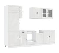 Vidaxl Ensemble D'armoires De Cuisine 8 Pcs Kalmar Blanc Brillant Blanc