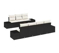Vidaxl Ensemble De 8 Pièces De Canapé De Jardin Avec Coussins Noir En Poly Rattan Noir