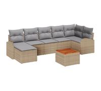 vidaXL Ensemble de 8 pièces de canapés de Jardin avec Coussins Beige en rotin Poly