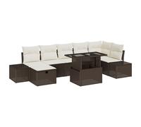 Vidaxl Ensemble De 8 Pièces De Sofa De Jardin Avec Coussins Marron En Poly Rattan Marron