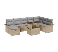 vidaXL Ensemble de 9 Canapés de Jardin avec Coussins Beige Poly Rotin