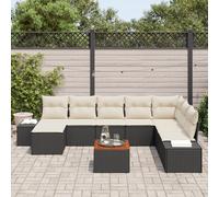 Vidaxl Ensemble De 9 Canapés De Jardin Avec Coussins Noir Poly Rattan Acacia Noir