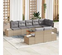 vidaXL Ensemble de 9 pièces de canapé de jardin avec coussins Beige Poly Rotin Acacia