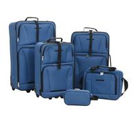 vidaXL Ensemble de Bagages de Voyage, Set de Valise à Roulette avec Sac, Ensemble de Chariots de Bagages pour Vacances, Bleu Tissu