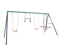 vidaXL Ensemble de balançoire et anneaux de gymnastique 4 places Acier Orange G