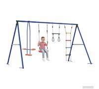 vidaXL Ensemble de balançoires d'extérieur Multicolore Acier et PE, Balancelle extérieure, résistante aux intempéries, Ensemble métal, Cordes Ajustables pour Enfants 3-10 Ans, Jeux de Jardin