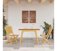 vidaXL Ensemble à Manger de Jardin 3 pcs, Table et Chaises Pliables de Salle à Manger, Meubles de Patio Extérieur, Moderne, Bois d'Acacia Solide