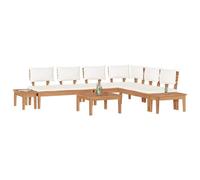 vidaXL Ensemble de Banc de Jardin avec Coussin 4 pcs Marron et Crème, Banc Moderne pour Jardin et terrasse, mobilier en Teck Durable, détente, Assise sur Le Patio, déco Maison