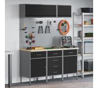 vidaXL Ensemble de Banc de Travail de 8 Pièces en Acier Noir