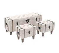 Ensemble De Bancs De Rangement 3 Pcs Bois Massif Et Acier Blanc