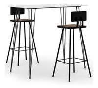 vidaXL Ensemble de bar 3 pcs Blanc Blanc G