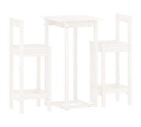 Vidaxl Ensemble De Bar 3 Pcs Blanc Bois De Pin Massif Blanc