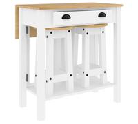 vidaXL Ensemble de bar 3 pièces Blanc Bois de pin massif