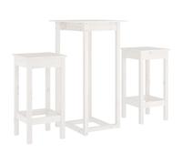Vidaxl Ensemble De Bar 3 Pcs Blanc Bois De Pin Massif Blanc
