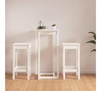 vidaXL Ensemble de bar 3 pcs Blanc Bois de pin massif3124728 Blanc G