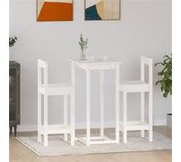vidaXL Ensemble de bar 3 pcs Blanc Bois de pin massif3124733 Blanc G