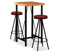 Vidaxl Ensemble De Bar 3 Pcs Bois D'acacia Massif Et Cuir Véritable