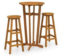 vidaXL Ensemble de Bar 3 pcs, Table et Chaises de Bistrot, Meubles d'Extérieur Jardin Terrasse Patio Arrière-Cour, Bois 319699
