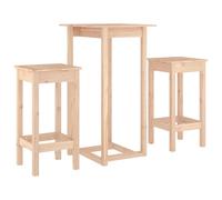 Vidaxl Ensemble De Bar 3 Pcs Bois De Pin Massif Marron