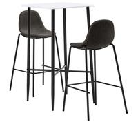 Ensemble de Bar 3 pcs Mobilier de Bistrot Meubles de Comptoir Table et Chaises de Pub Restaurant Cuisine Jardin Maison Tissu Gris Foncé