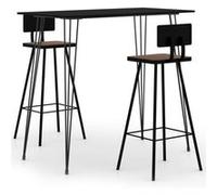 vidaXL Ensemble de bar 3 pcs Noir Noir G