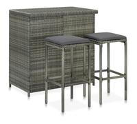 vidaXL Ensemble de bar 3 pcs Résine tressée Gris