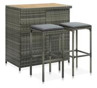 vidaXL Ensemble de bar Résine tressée 3 pcs Gris
